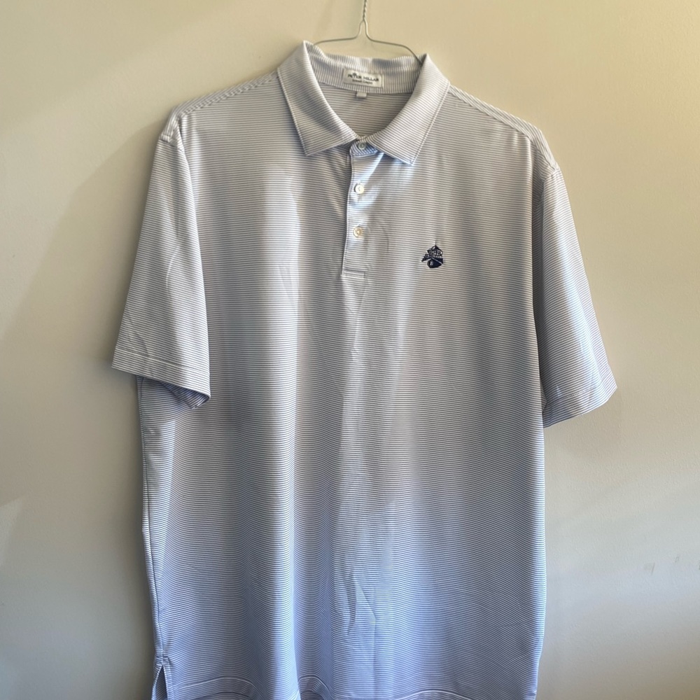 Peter Millar SS Polo, Men’s Golf Shirt, White with Black Stripes, XL